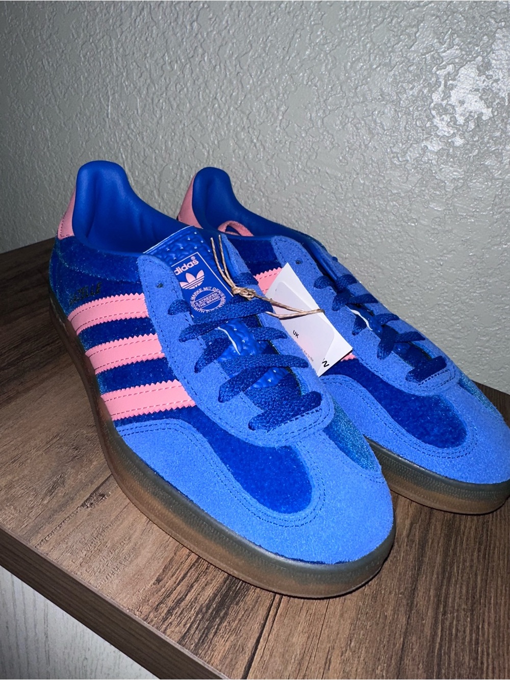 adidas Women’s Gazelle Blue and Pink Velvet Sneakers